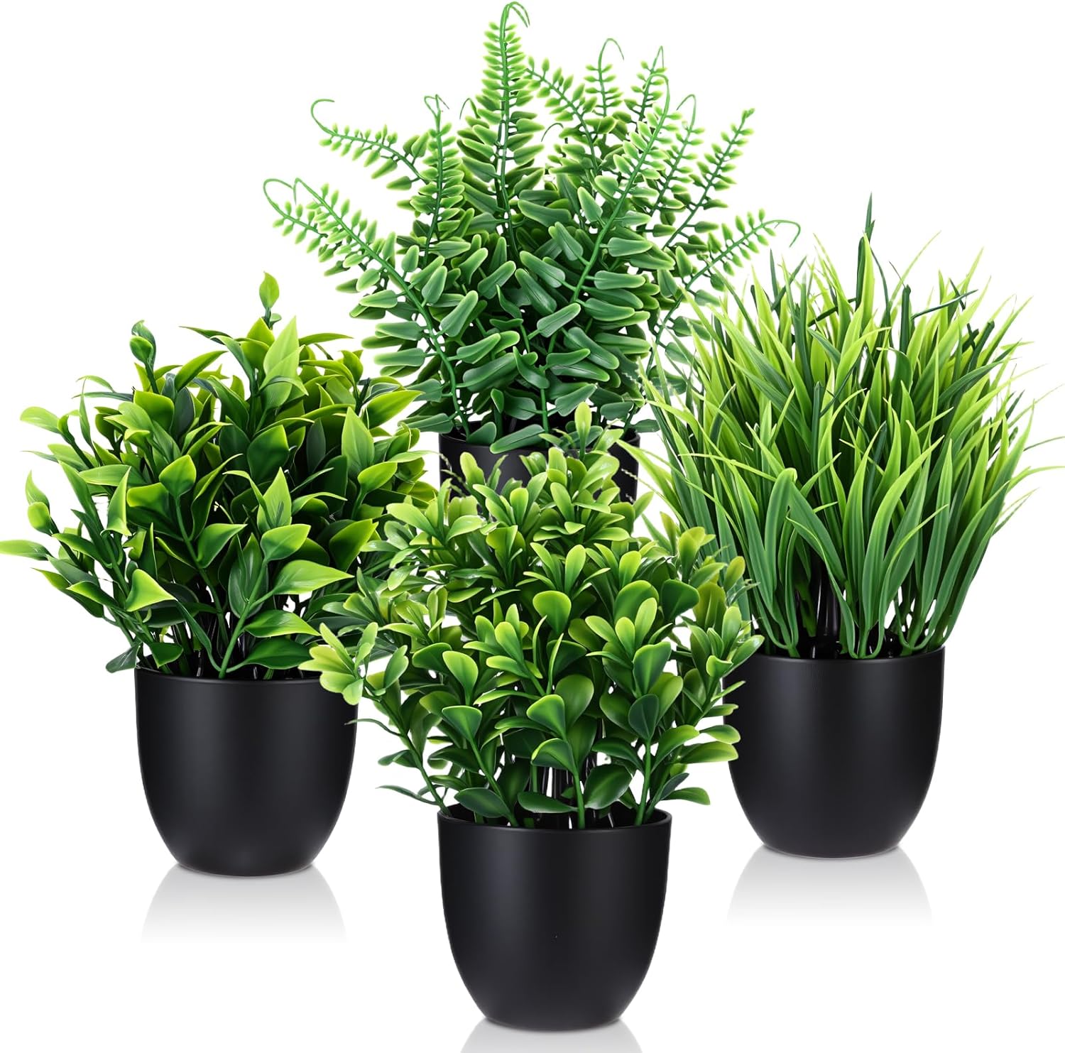 Lot De 4 Mini-plantes Artificielles En Pots, Noires, Pour Chambre, Salle De Bain, Cuisine, Décoration Intérieure