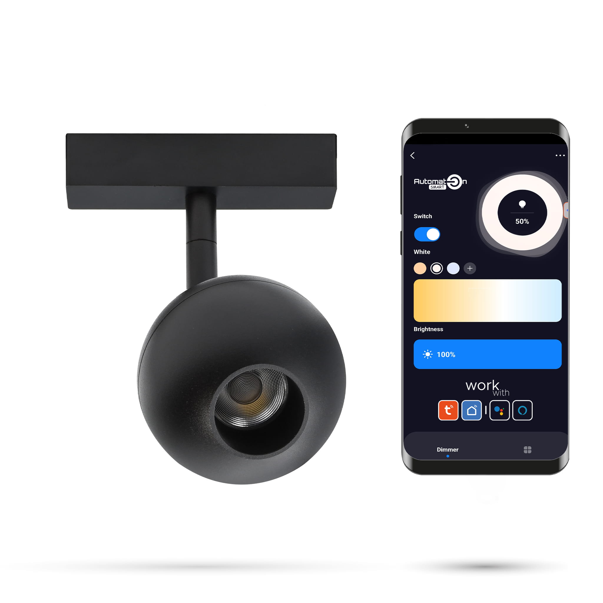 Tuya Trackball 10w Q80 Zigbee-scheinwerfer Für Slim Track- Und Fiberflex-schienen, 48 V Dc, 3000–6000 K, Dimmbar