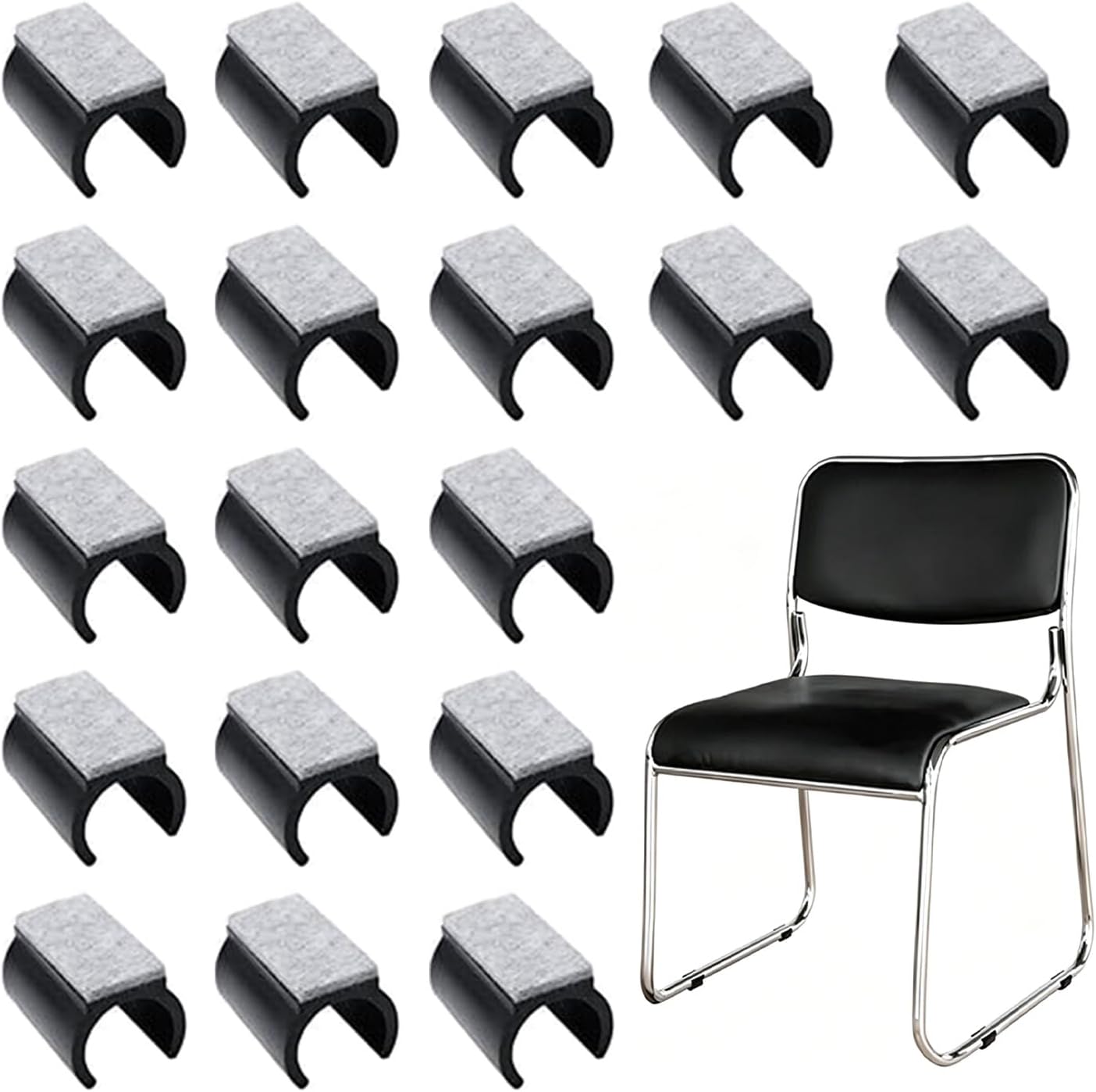 Ensemble De 40 Patins De Chaise Pour Chaises Cantilever Avec Feutre, 22 Mm, Patins En Feutre Plastique Pour Chaises Pivotantes, Patins Pour Meubles, Patins À Pince Pour Chaises, Antidérapants Et Antib