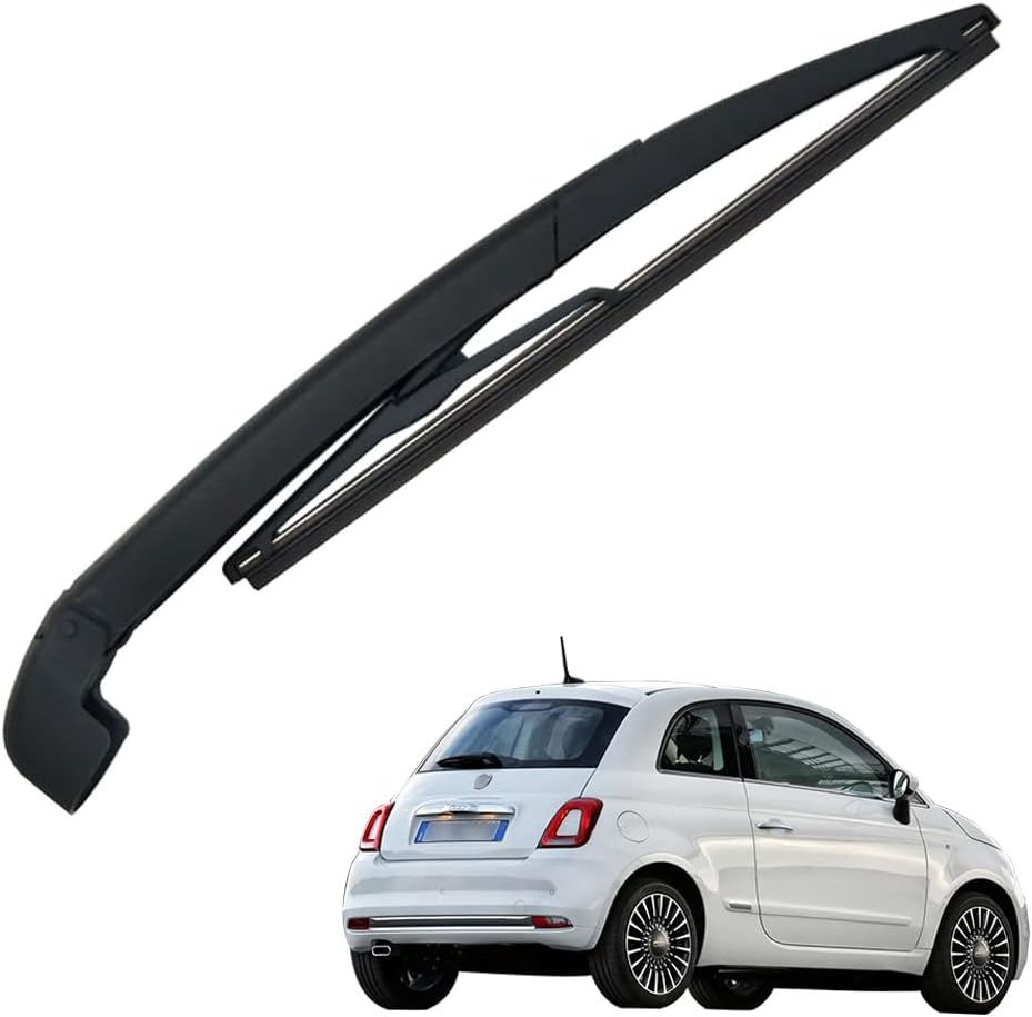 Kit D'Essuie-glace Arrière, Noir, Comprenant Bras Et Balai D'Essuie-glace, Pour Fiat 500 (2007–2011)