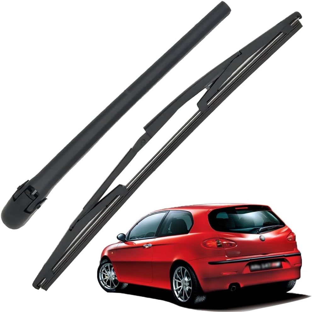 Essuie-glace Arrière Noir De Remplacement : Bras D’essuie-glace Arrière + Kit D’essuie-glace Pour Alfa Romeo 147 (2000–2010)