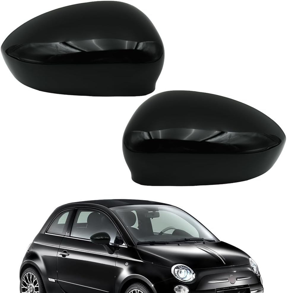 Coques De Rétroviseurs Extérieurs, 1 Paire, Noires, Compatibles Avec Fiat 500 (2007-2023)