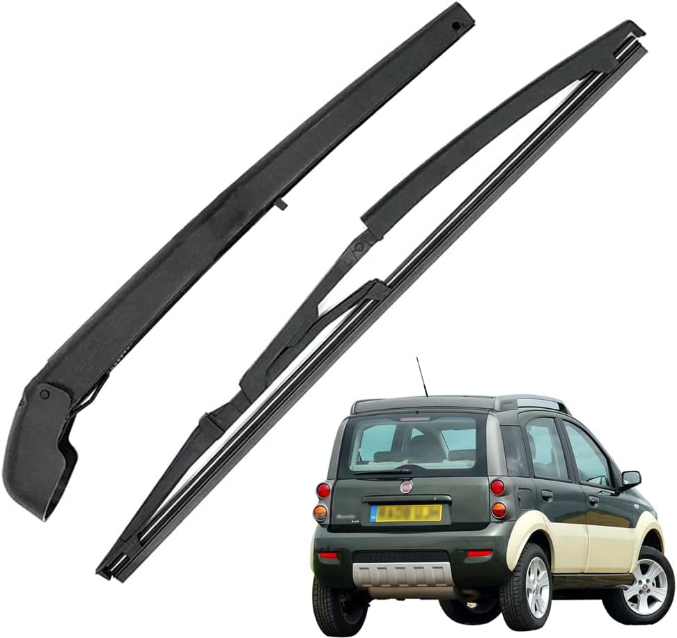 Essuie-glace Arrière Noir De Rechange, Bras D'Essuie-glace Arrière + Kit D'Essuie-glace, Compatible Avec Fiat Panda 169 (2003–2010)