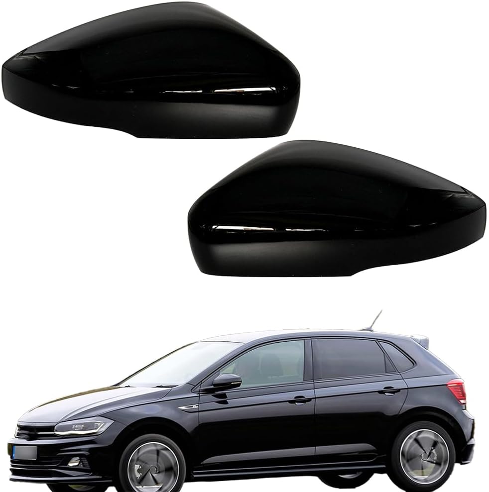 Coques De Rétroviseurs Extérieurs, 1 Paire, Coques De Rétroviseurs, Coques De Rétroviseurs De Voiture, Noires, Compatibles Avec Vw Polo 5 (6r / 6c) 2010-2017