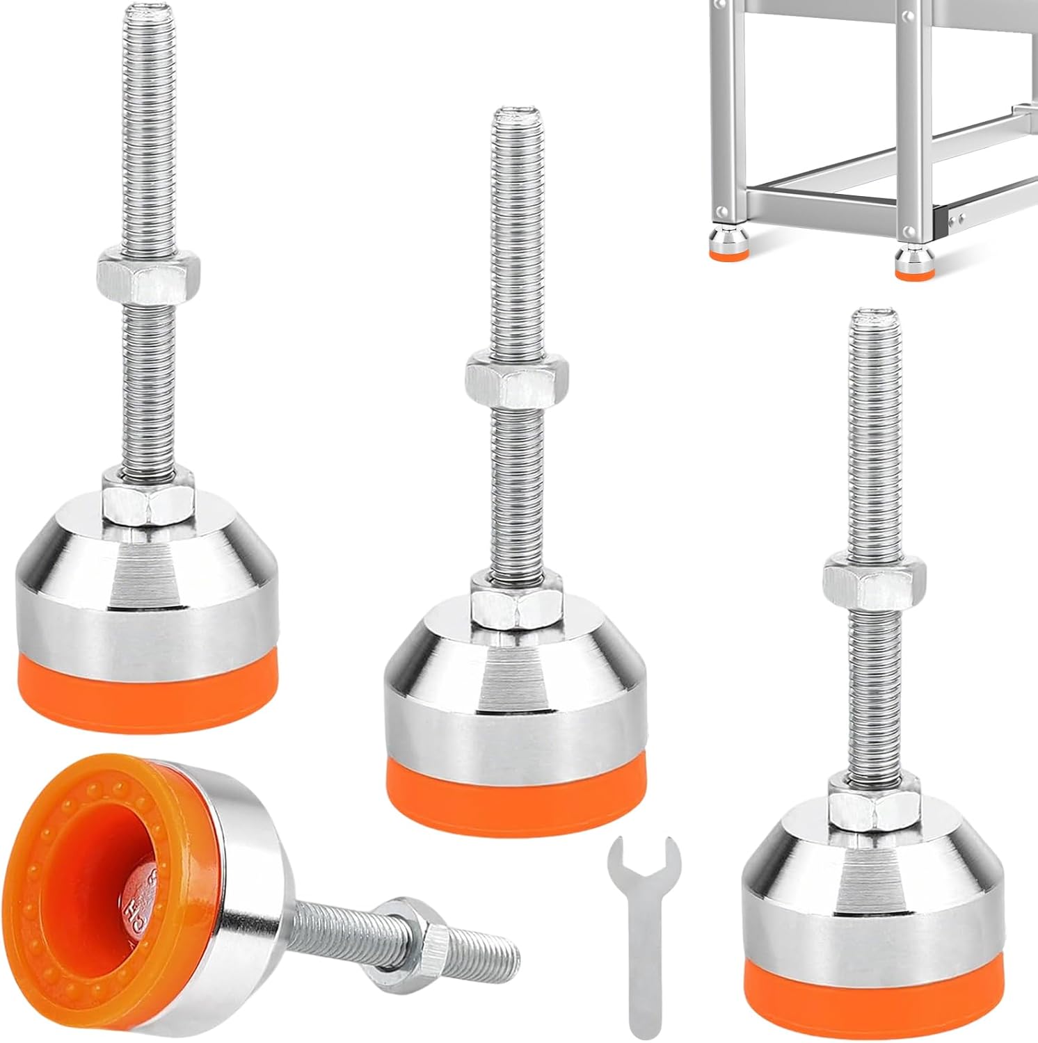 Lot De 4 Pieds De Nivellement Robustes, Réglables En Hauteur, Pour Meubles, Établis, Machines, Tables Et Meubles (m10×80mm×ø40mm). Fabriqués En Acier Au Carbone, Ces Pieds Sont Dotés D'Embouts En Caou