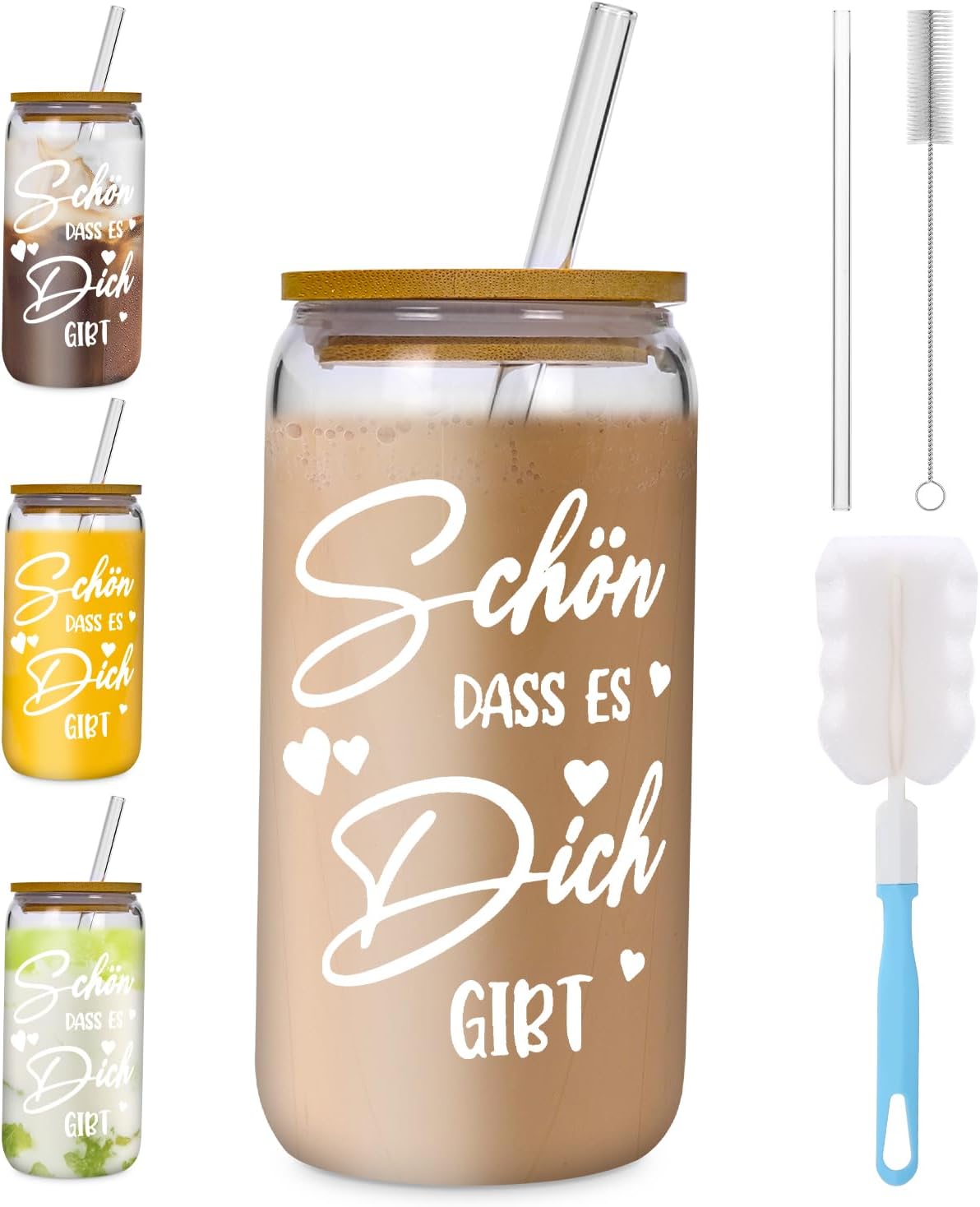 Verres À Cocktail Avec Couvercles Et Pailles, Tasses À Café En Verre De 500 Ml, « C’est Formidable Que Tu Existes », Cadeaux Pour Femmes Et Hommes, Verres En Forme De Canette, Tasses À Café, Verres À