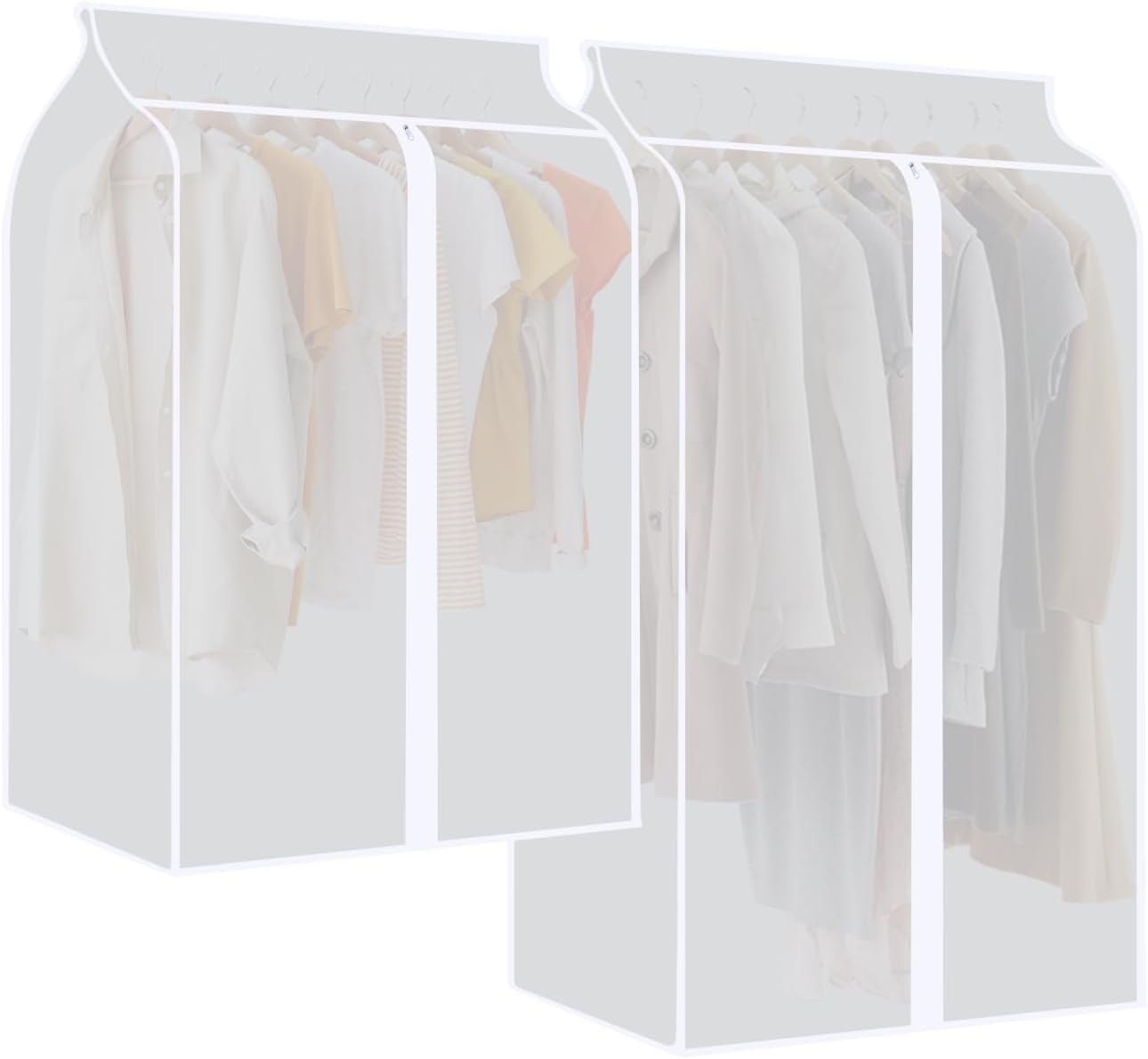 Housses À Vêtements, Lot De 2, Anti-poussière, Grande Housse De Protection En Peva Transparent (60 X 50 X 90 Cm + 60 X 50 X 110 Cm) Pour Costumes, Manteaux, T-shirts Et Vestes