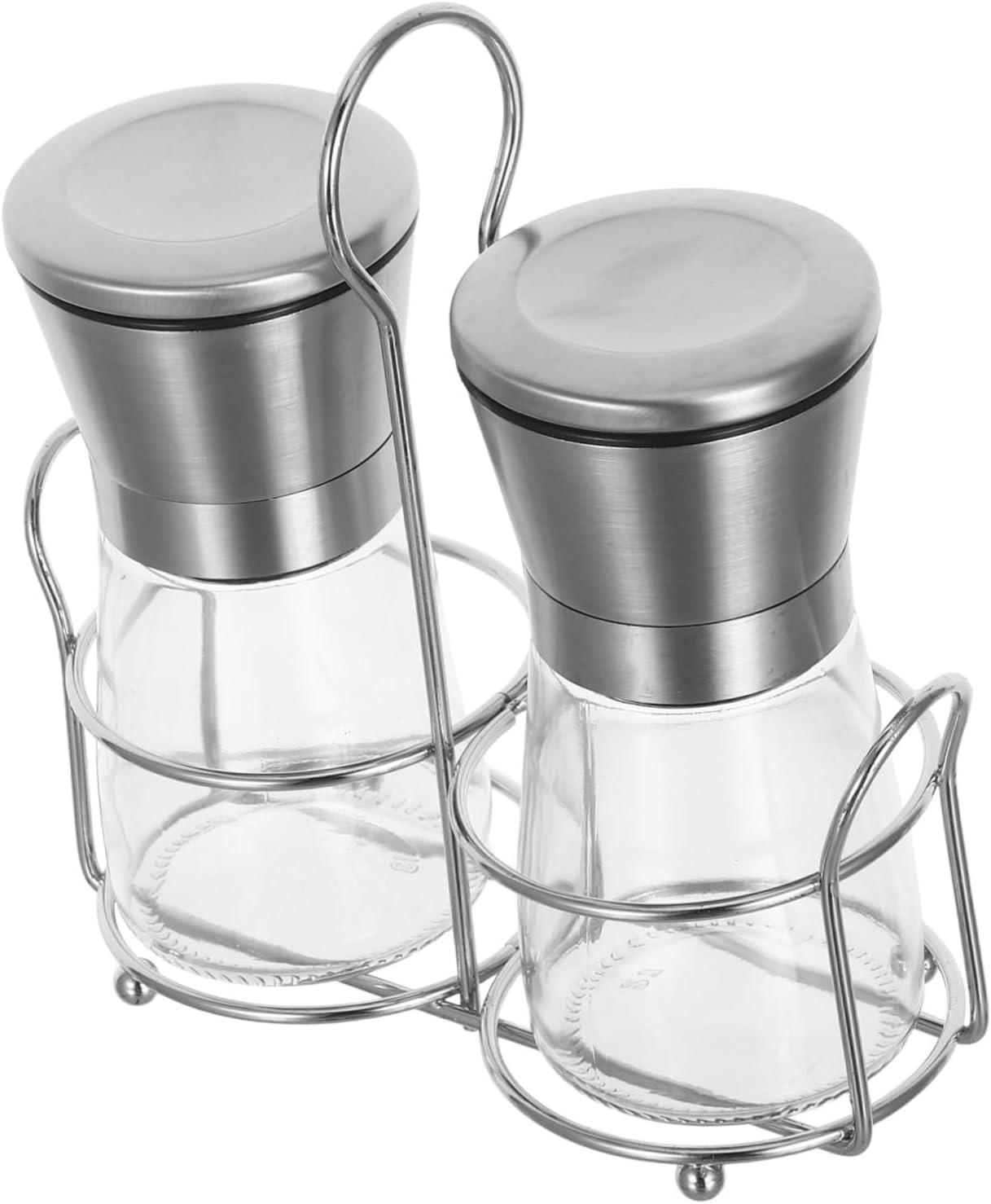 Moulin À Poivre Et À Sel En Acier Inoxydable Et En Verre Avec Support Manuel Portable, Compatible Avec Diverses Épices, Pour La Cuisine Et Les Grillades.