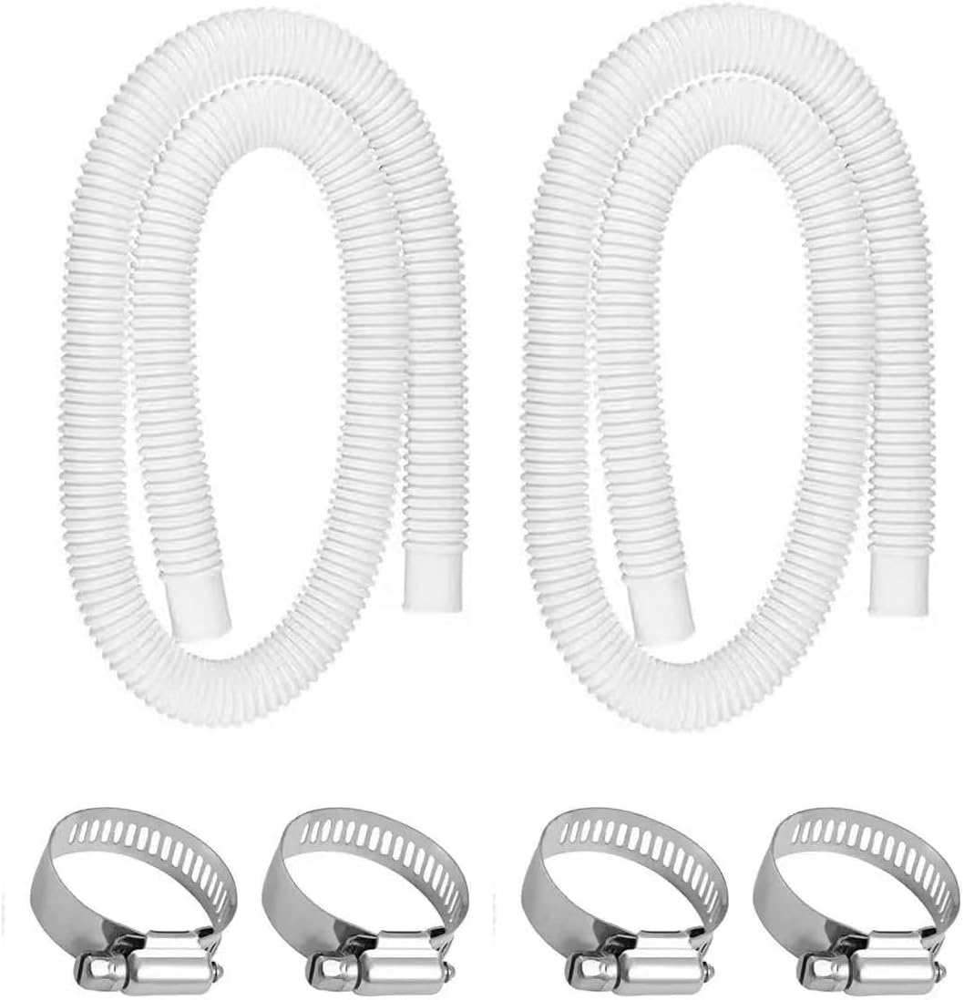 Tuyau De Piscine En 2 Parties De 32 Mm, Tuyau De Remplacement Pour Pompes De Piscine Avec 4 Colliers De Serrage, Tuyau De Filtration De 1 M Pour Intex 330 Gph, 530 Gph Et 1000 Gph
