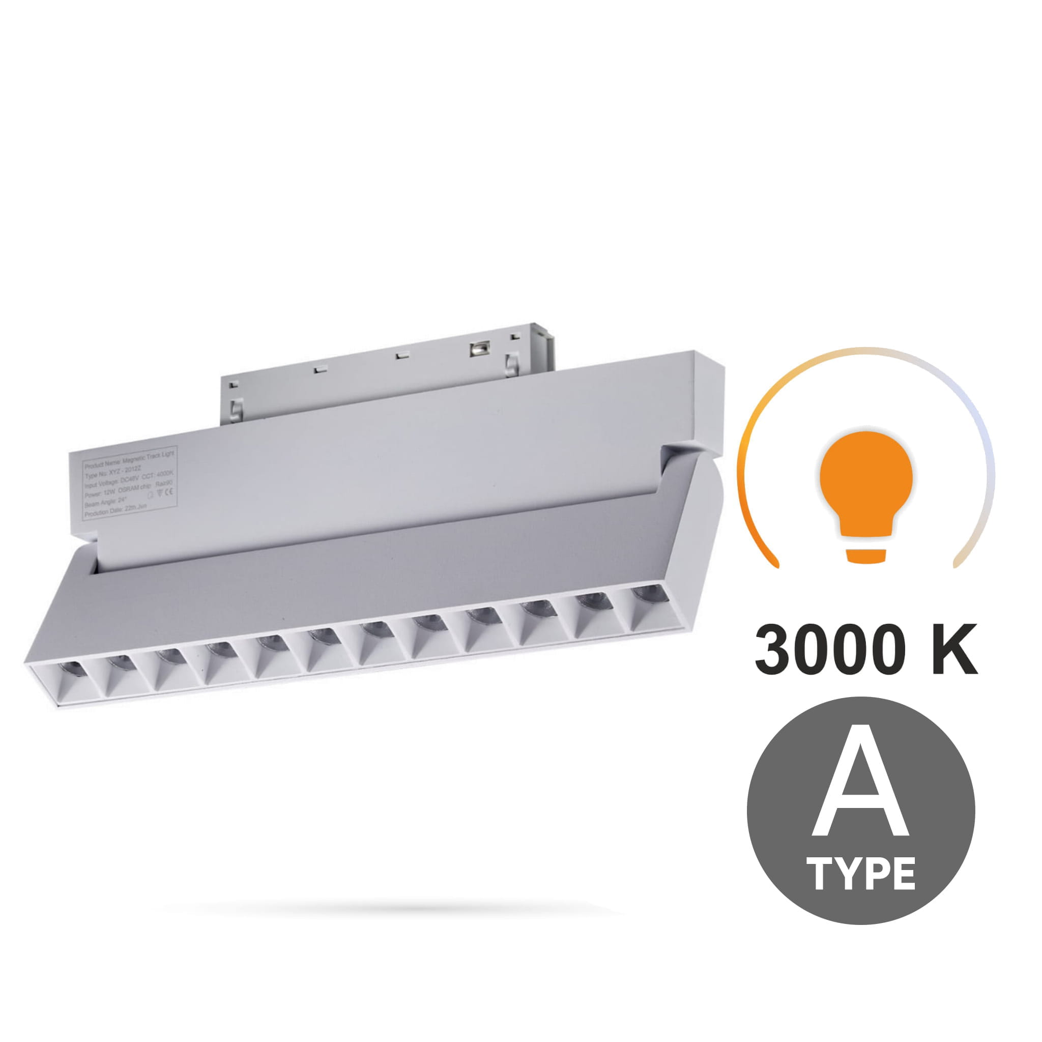 Linearer, Weißer Led-strahler, Einstellbar, 12 W, 3000 K Warmweiß, Typ A, Für Smart Track Magnetschienen, 48 V Dc