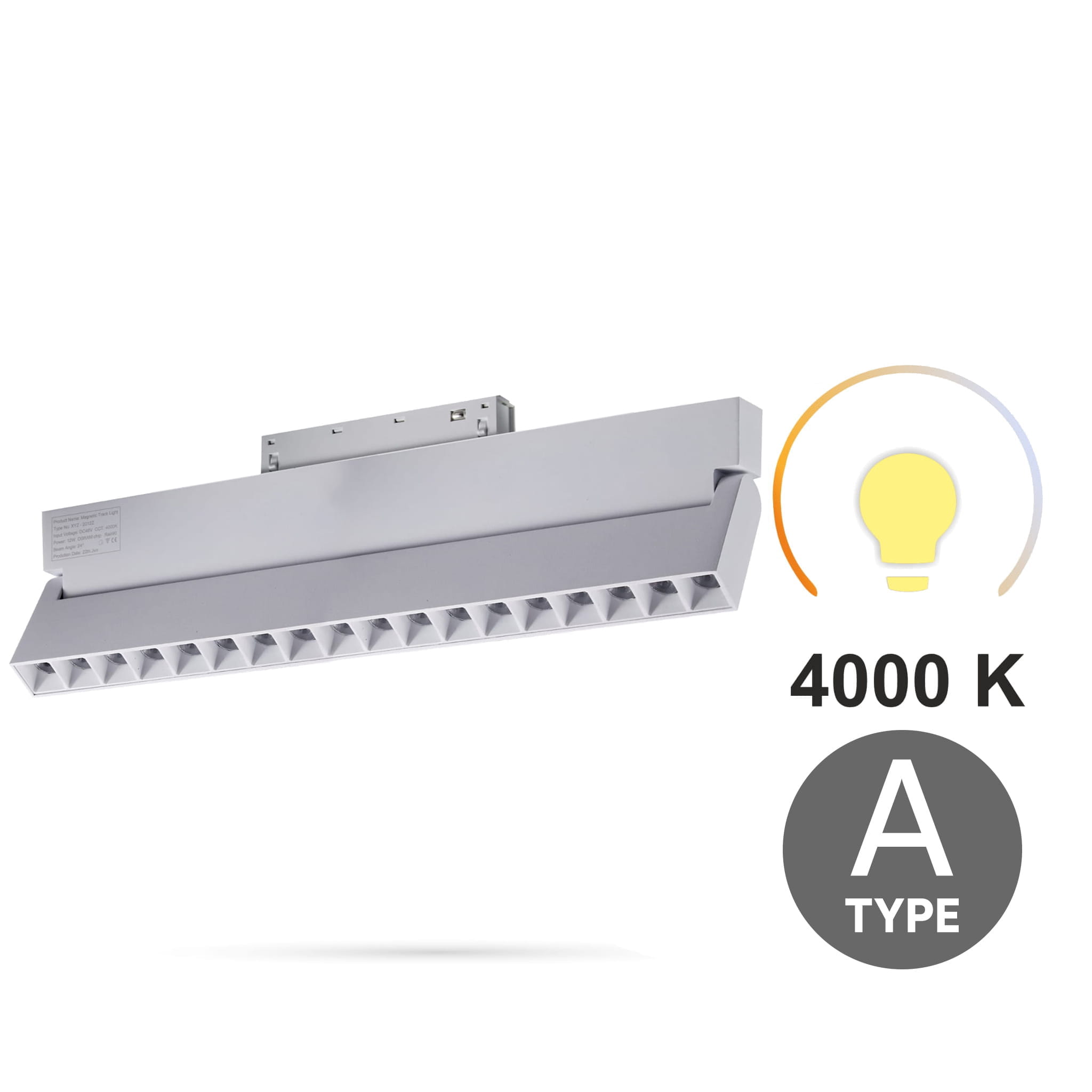 Linearer, Weißer Led-strahler, Verstellbar, 18 W, 4000 K, Neutralleiter, Typ A, Für Magnetschienen, Smart Track 48 Vdc