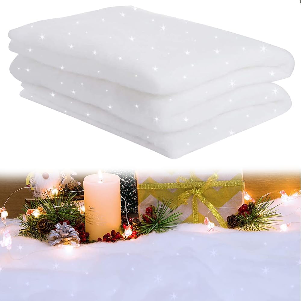 Couvertures De Neige Artificielle De Noël De 240 X 80 Cm D'Épaisseur Avec Paillettes, Décoration De Neige Blanche Pour Noël, Adaptées Aux Décors, Aux Fêtes Et À La Décoration Du Sapin De Noël.