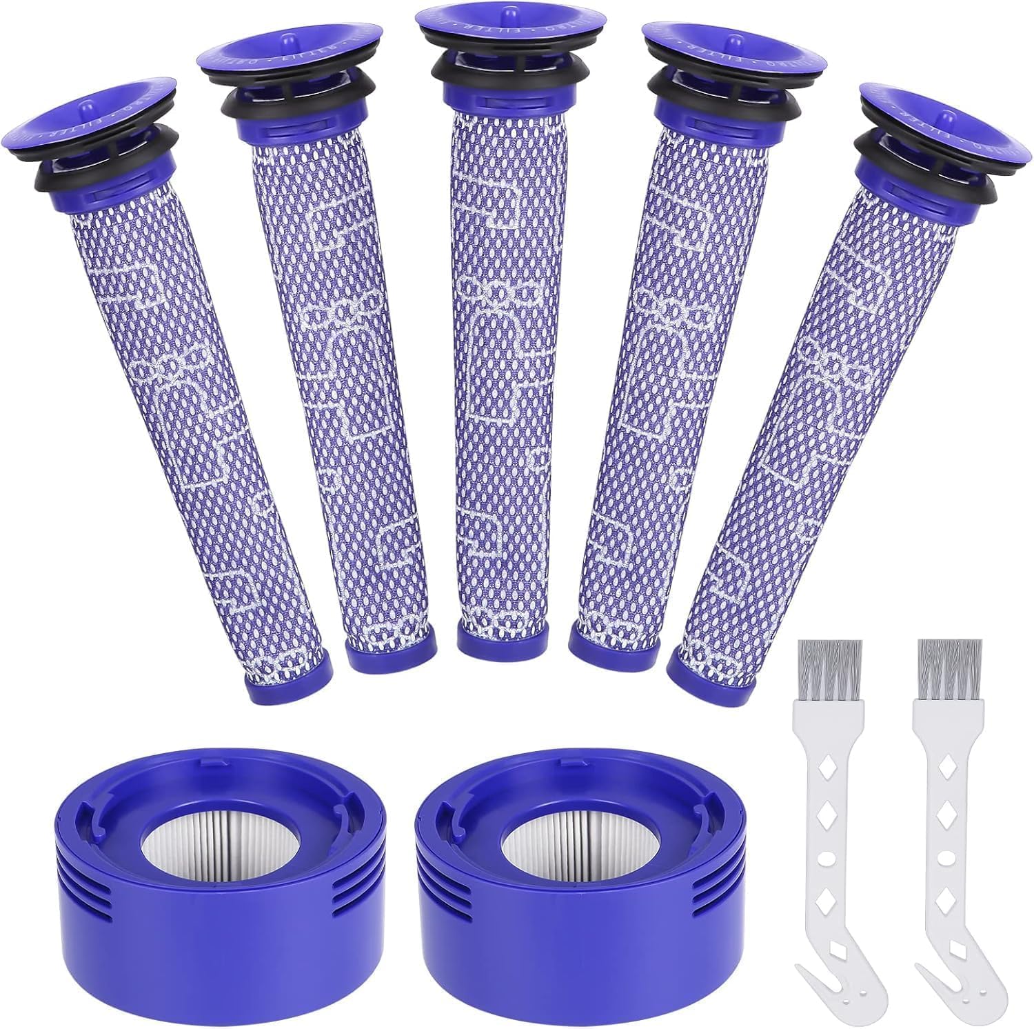 Filtres V7 Et V8 Pour Aspirateurs Dyson V8 Et V7, 3 Filtres Hepa Post-moteur Et 5 Accessoires De Pré-filtration Avec 2 Brosses De Nettoyage, Kit D'Accessoires De Remplacement Pour Dyson N° Dy-96566101