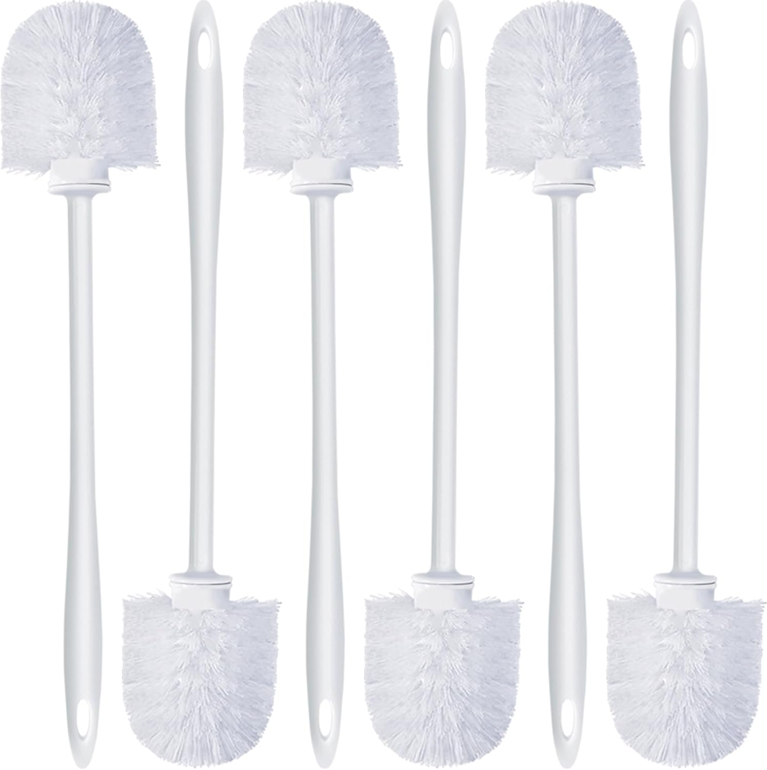 Lot De 6 Brosses De Toilette À Long Manche, Robustes Et Idéales Pour Les Hôtels, Auberges Et Chambres D'Hôtes. Nettoyage En Profondeur Des Toilettes. Convient Aux Hôtels Et Restaurants. Couleur : Blan