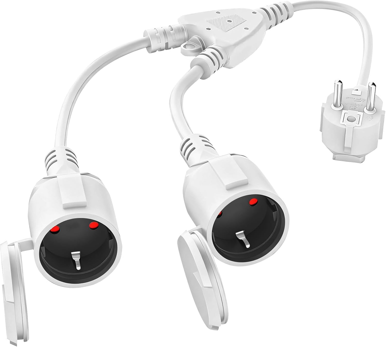 Multiprise Double, Câble D'Extension 16 A/250 V/max Avec 2 Prises Schuko, Adaptateur Multiprise Étanche Ip44 Pour Une Utilisation À Domicile, Au Bureau Et En Extérieur, 1,5 Mm² (blanc)