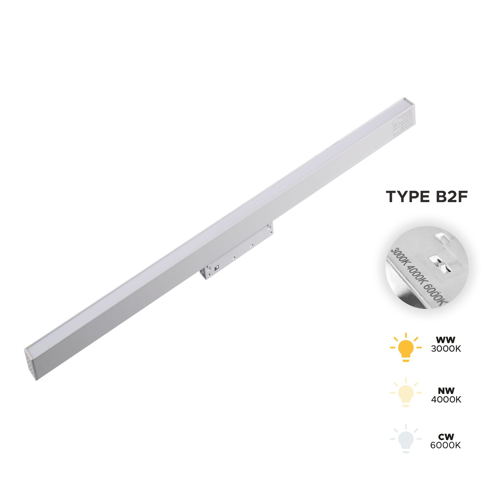 Weißer Led-flutlichtstrahler 20 W, 3 Cct, Typ B2f Für Smart Track Magnetschienen, 48 V Dc