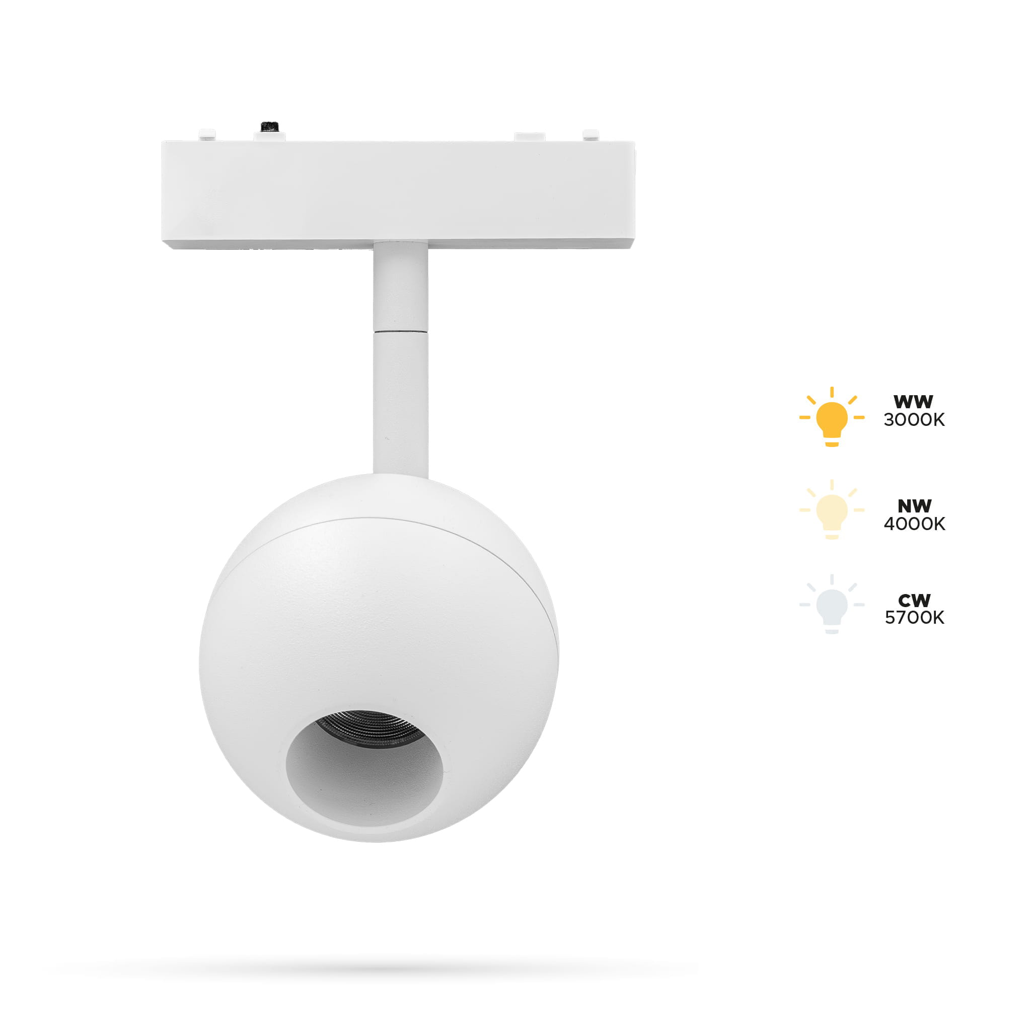 Weiße Schienenkugel-scheinwerferleuchte 10w Q80 Für Slim Track Und Fiberflex Schienen 48vdc 3cct 3000k, 4000k, 5700k