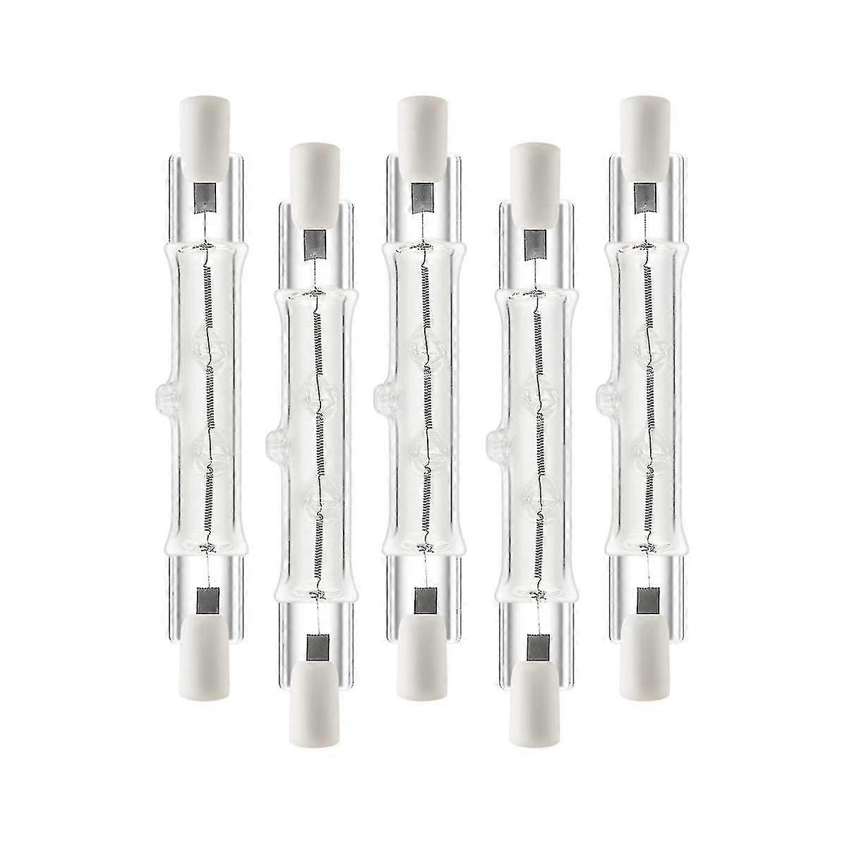 Packung Mit 5 Linearen Halogenlampen R7s 118 Mm 300 W Dimmbar Für Bauzwecke.