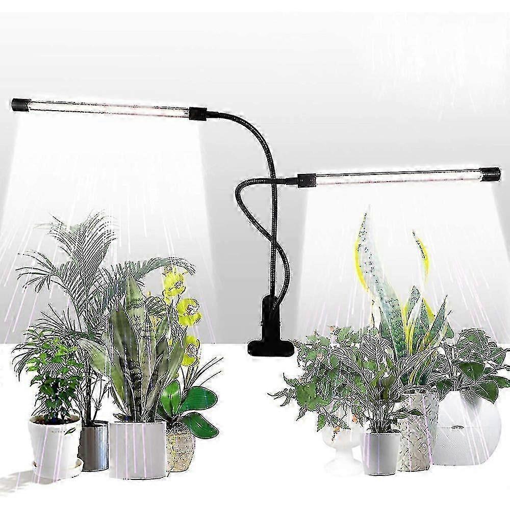 Doppelkopf-led-pflanzenlampe Mit Klemme, Timer, 50 W, Sonnenlichtweißem Licht Und 5 Einstellbaren Helligkeitsstufen