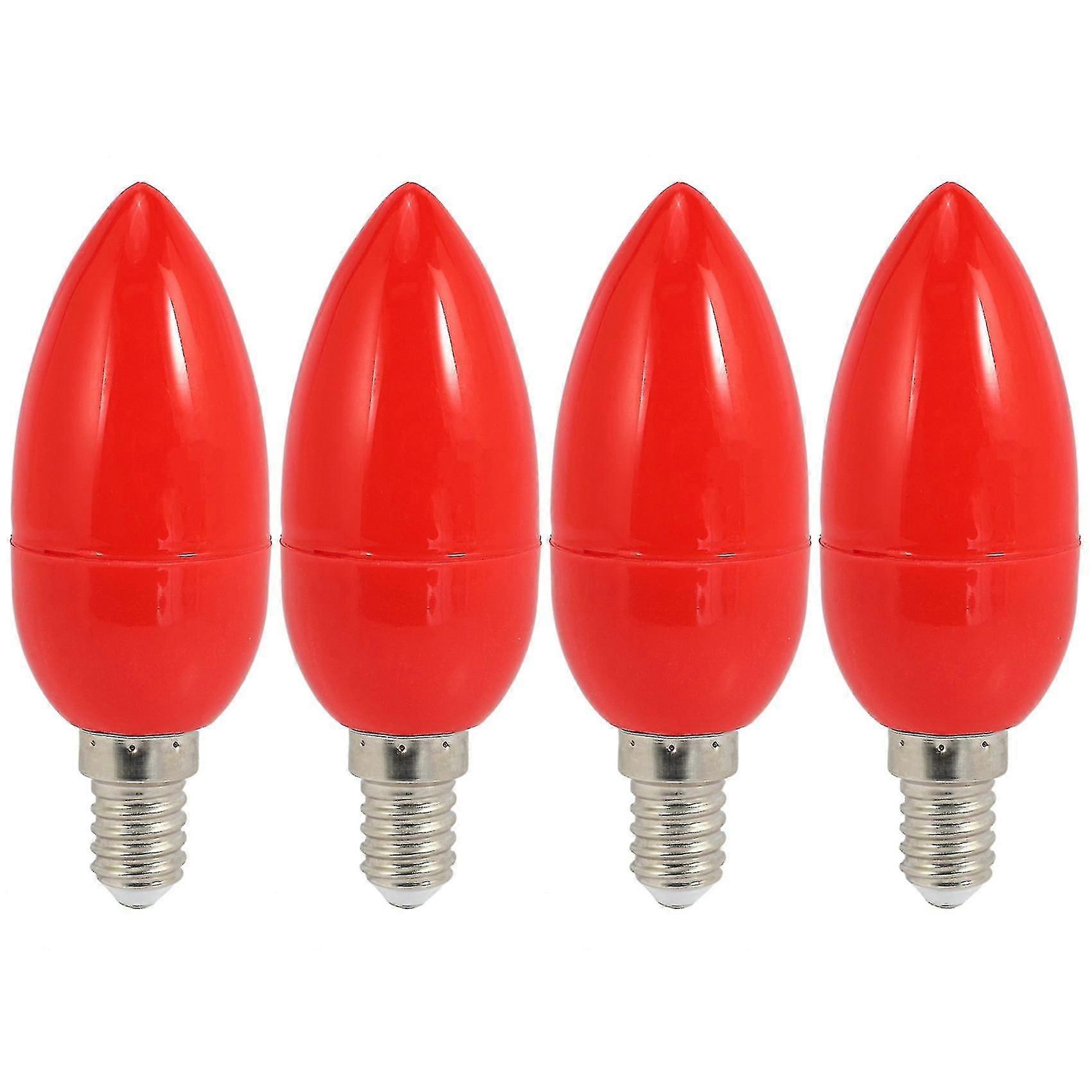 Set Mit 4 Roten E14-led-lampen Für Kerzen, Energiesparende Dekorationsbeleuchtung Für Religiöse Und Festliche Lampen