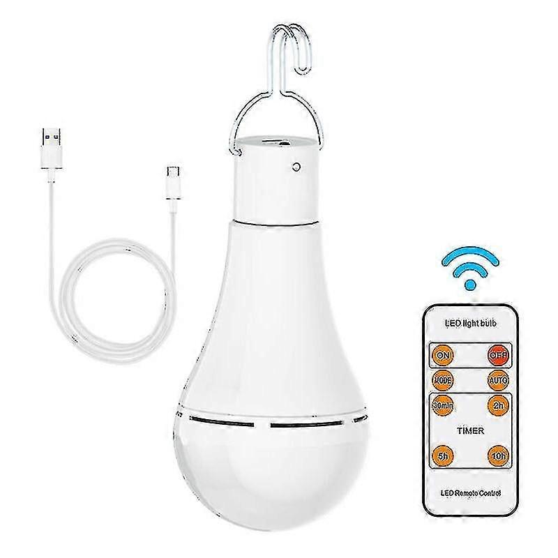 Wiederaufladbare Led-lampe Mit Usb-anschluss, Fernbedienung, 7 W, E27-sockel, Touch-dimmung Und Timer Für Camping, Notfälle Und Outdoor-aktivitäten.