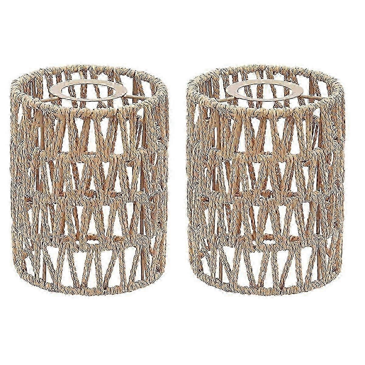 Set Aus 2 Handgewebten Rattanlampenschirmen Mit Den Maßen 15 X 13 Cm (5,9 X 5 Zoll) Zum Aufhängen.