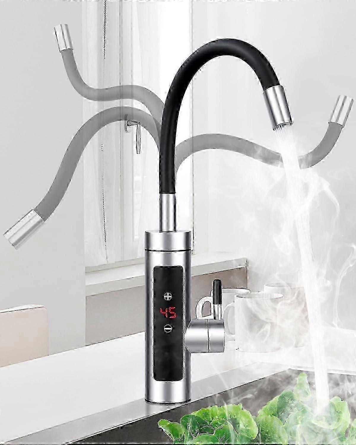 360° Drehbarer Sofort-heißwasserhahn Mit Digitalanzeige, 3000-w-elektro-wassererhitzer, 220 V, Edelstahl