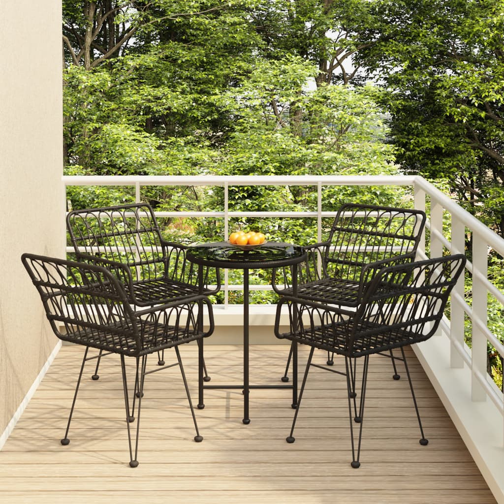5-tlg. Garten-essgruppe Schwarz Poly Rattan - Vidaxl