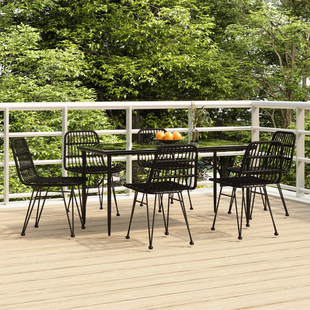 7-tlg. Garten-essgruppe Schwarz Poly Rattan Vidaxl