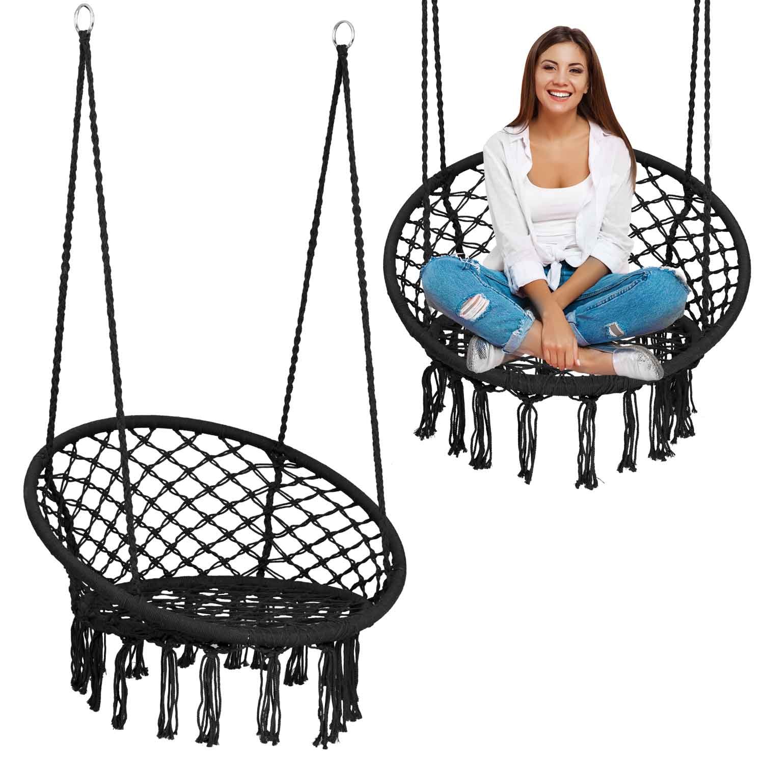 Boho Hängeschaukel-gartenstuhl, Schwarz
