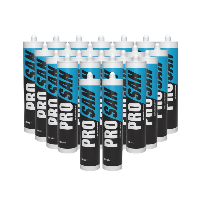 Karton Mit 24 Transparenten Sanitär-silikondichtmassen, Pro San, 280 Ml