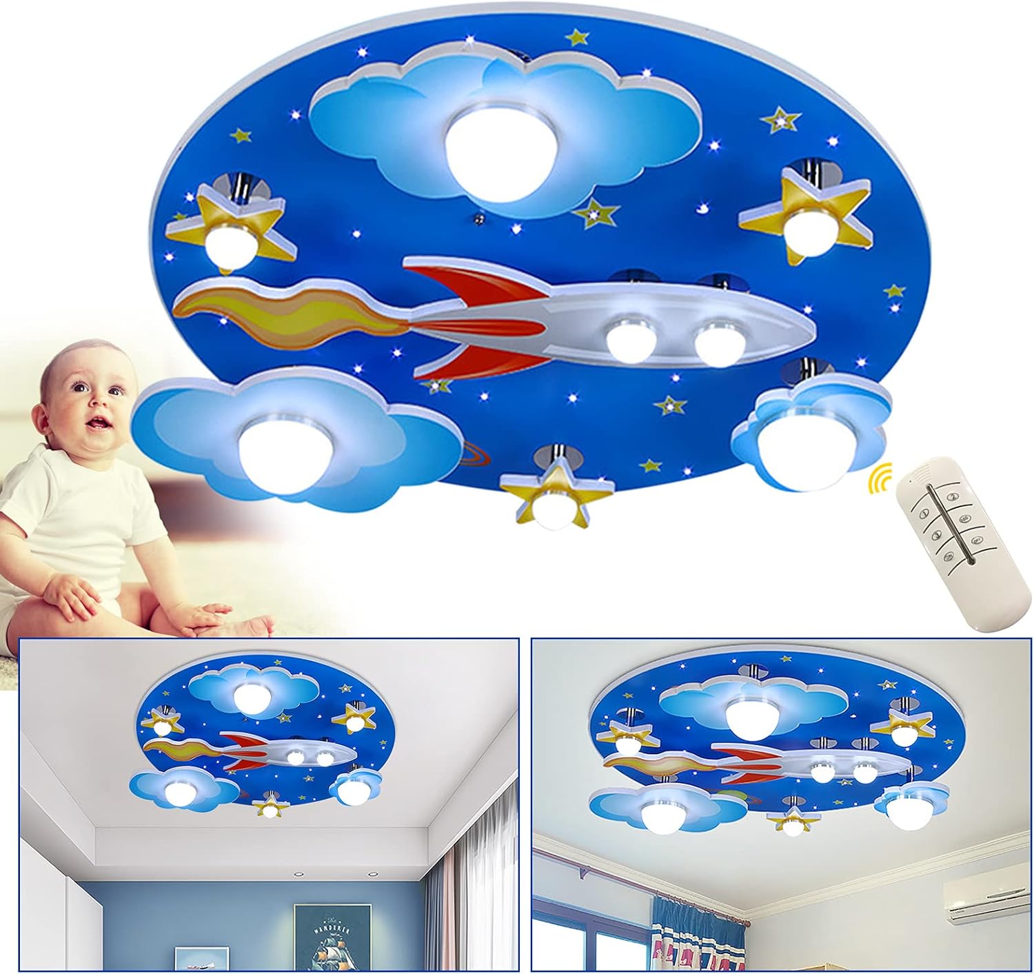 Cosmic Led Deckenleuchte Rocket Star Hängeleuchte Kinderzimmer Dimmbar