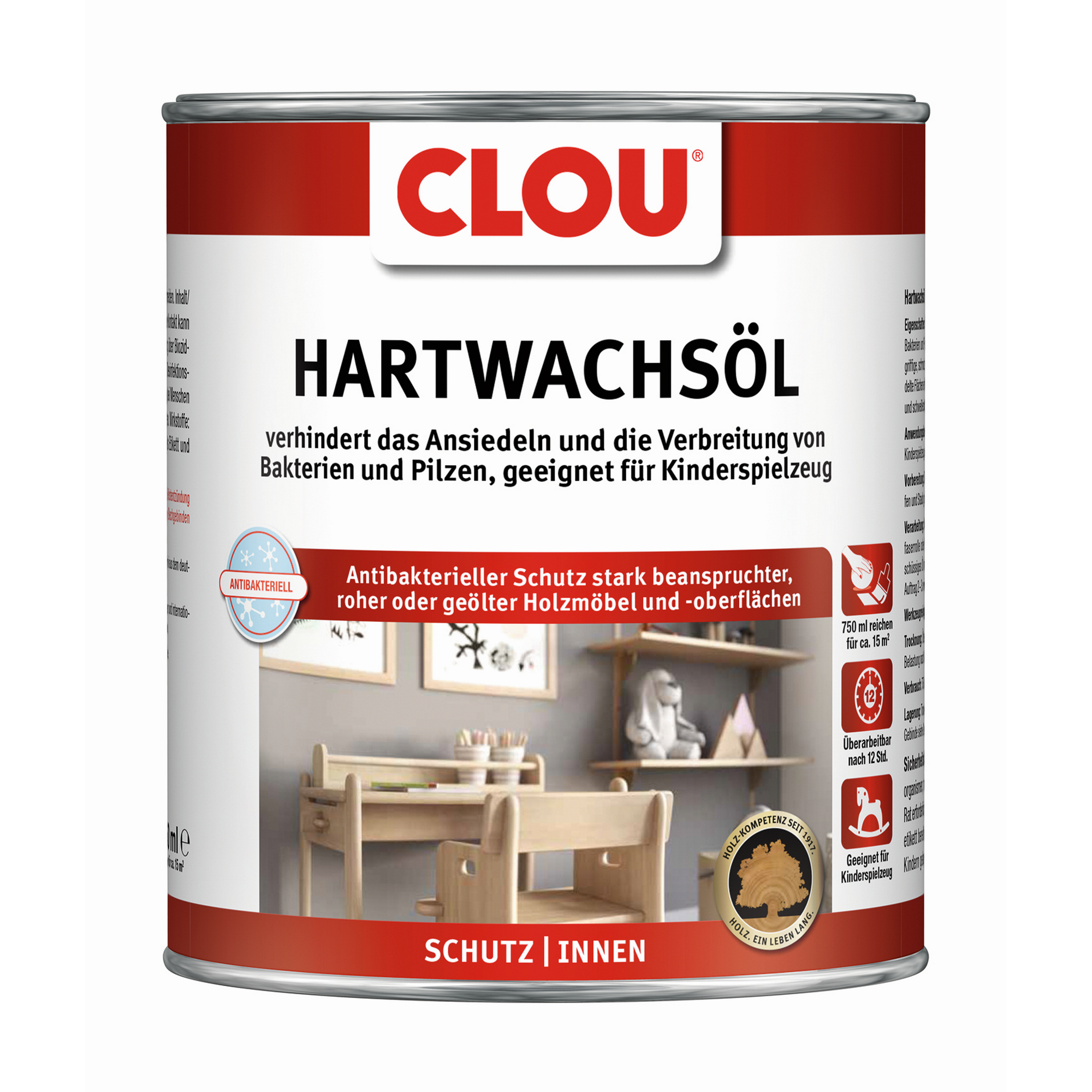 CLOU Hartwachsöl, 0,75 l, antibakteriell, transparent
