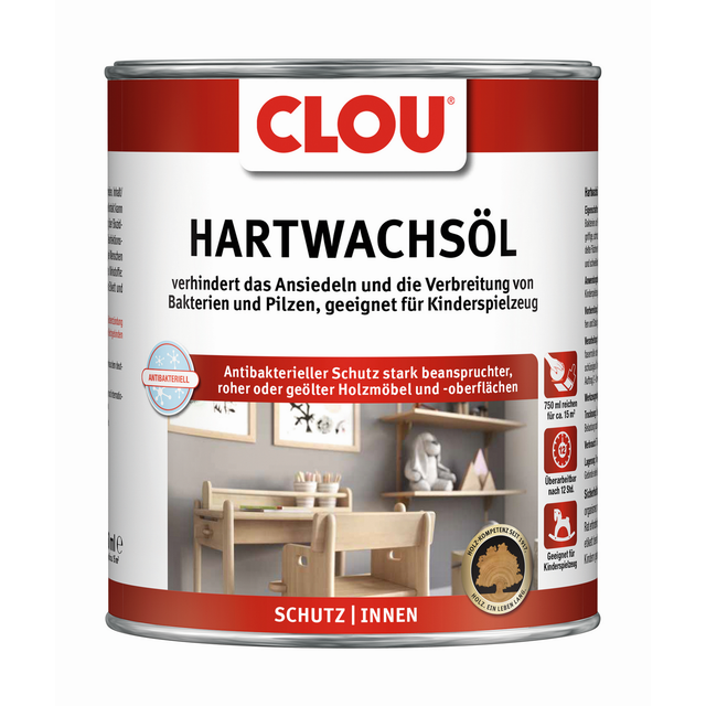 CLOU Hartwachsöl, 0,75 l, antibakteriell, transparent