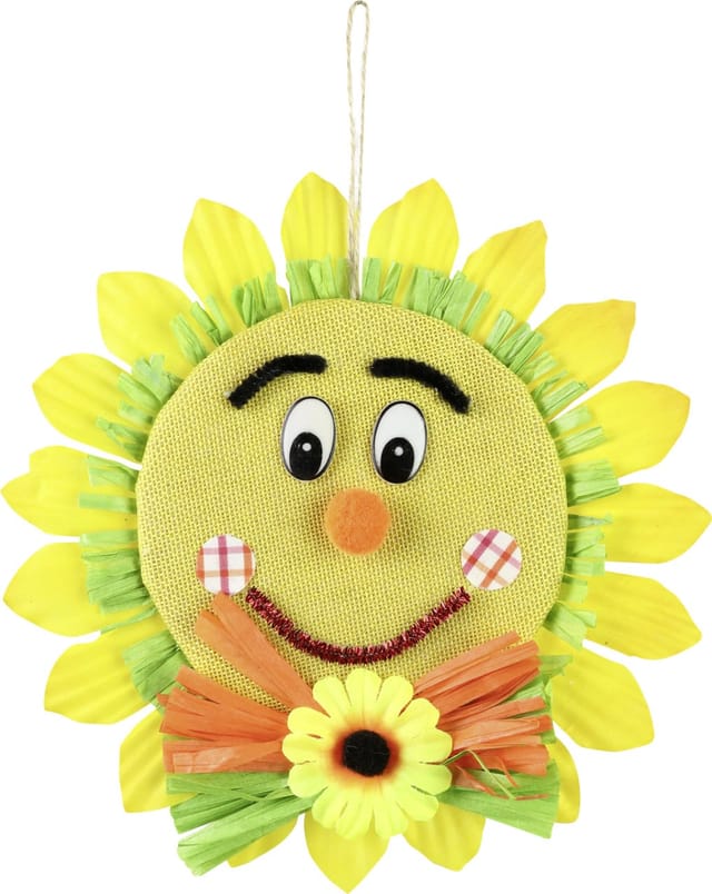 Herbstdeko Sonnenblume Kunststoff 25 cm grün-gelb