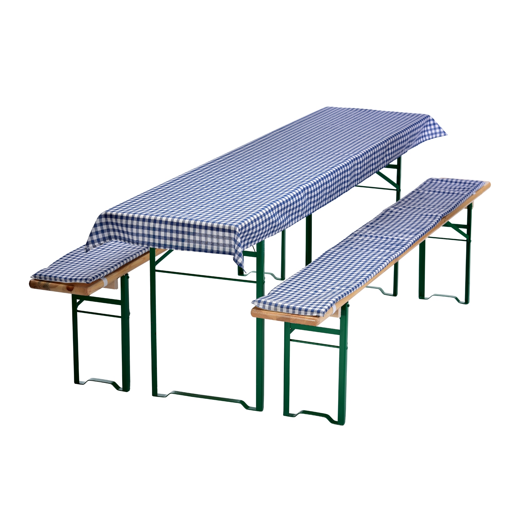 NYVI Bierbankauflagen Set 240x70cm Blau Kariert