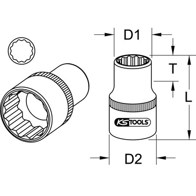 1/4" CHROMEplus 12-kant-Stecknuss, 13mm