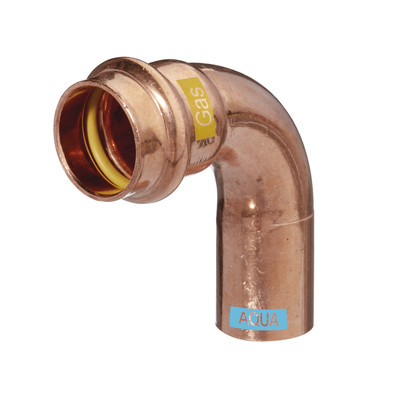 Bogen V-Press Copper AQUAGAS 90°/IA, 18 x 18mm