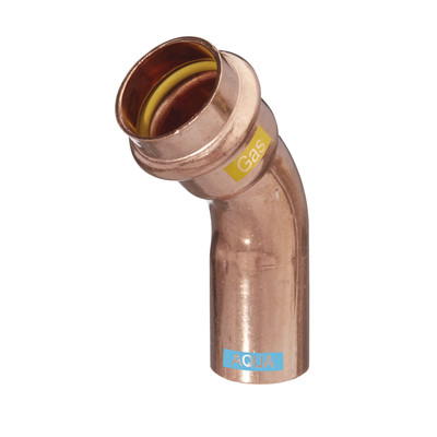 Bogen V-Press Copper AQUAGAS 45°, I/A, 18 x 18mm