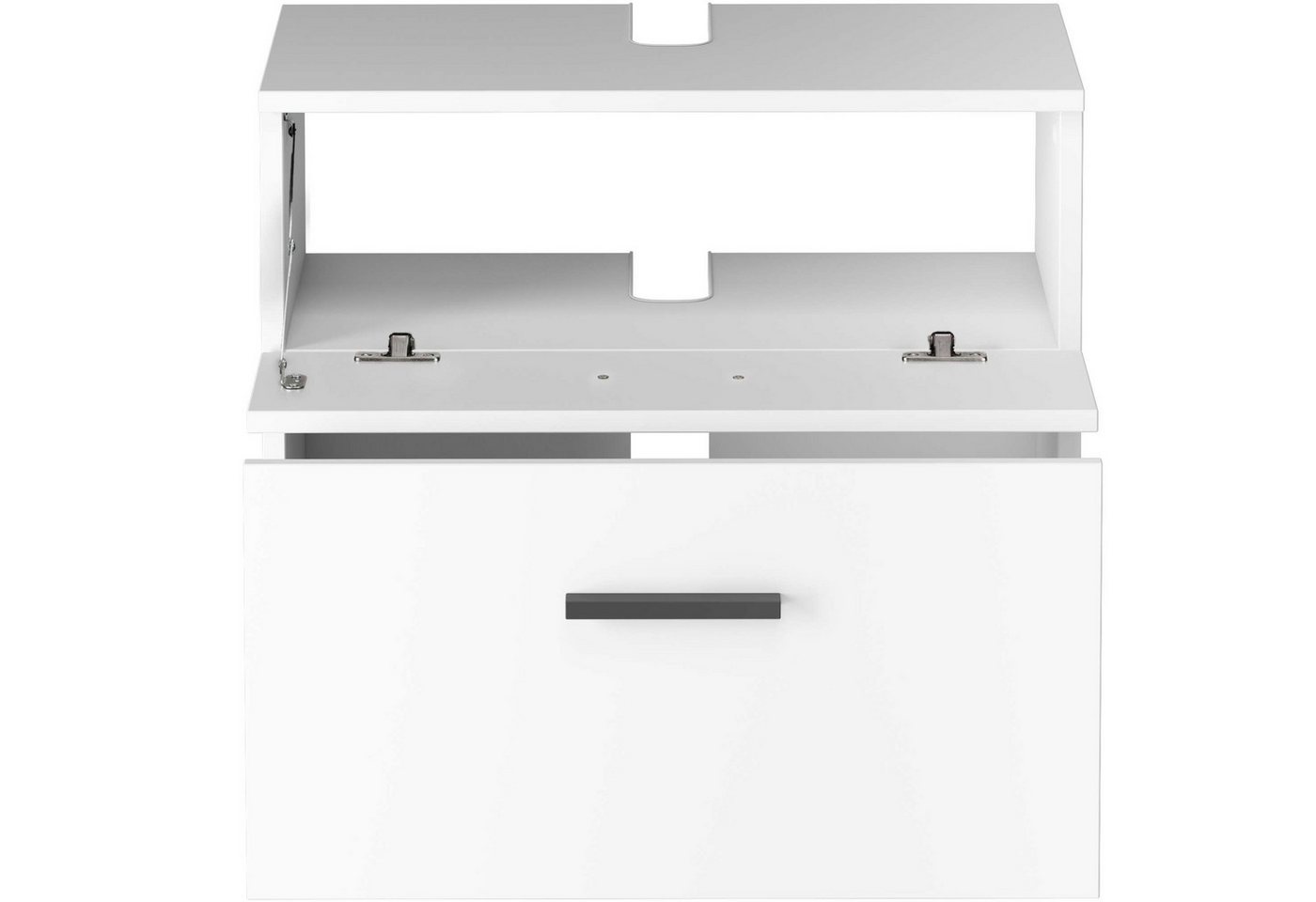 welltime Waschbeckenunterschrank Skara mit Klappe und Schubkasten, schwarze Griffe, Breite 60 cm, Höhe 55 cm
