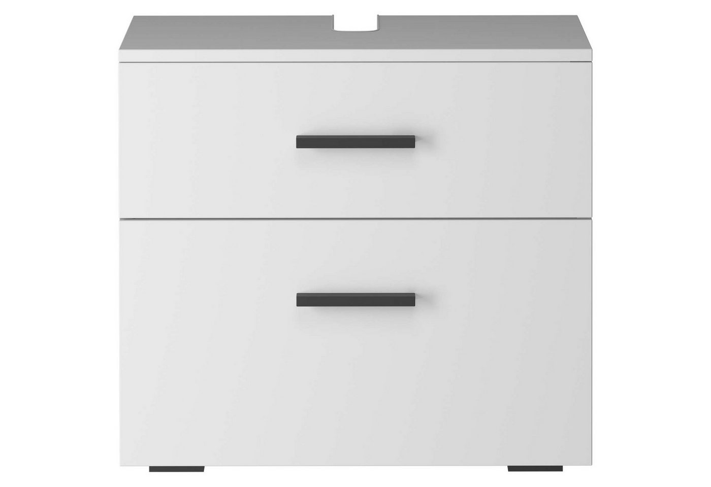 welltime Waschbeckenunterschrank Skara mit Klappe und Schubkasten, schwarze Griffe, Breite 60 cm, Höhe 55 cm Bild 2