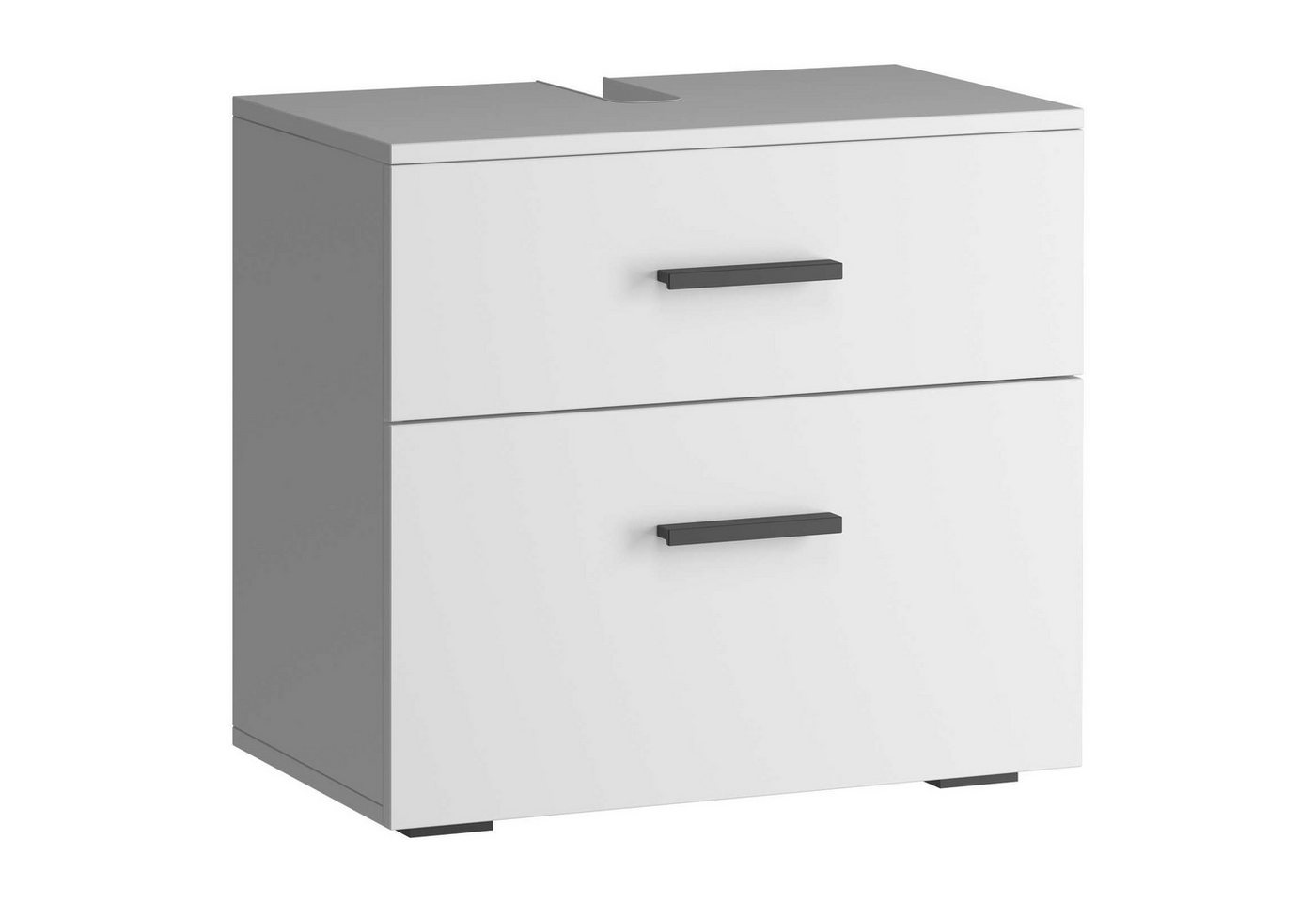 welltime Waschbeckenunterschrank Skara mit Klappe und Schubkasten, schwarze Griffe, Breite 60 cm, Höhe 55 cm Bild 5