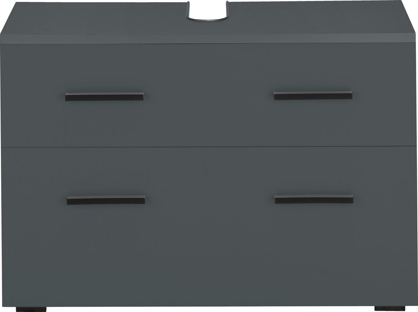 welltime Waschbeckenunterschrank Skara mit Klappe und Schubkasten, schwarze Griffe, Breite 80 cm, Höhe 55 cm Bild 3