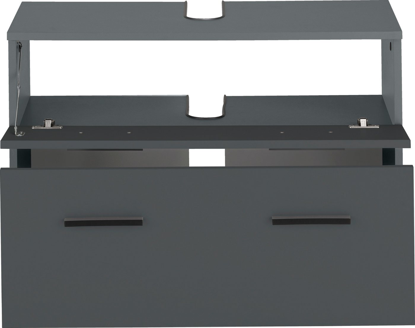 welltime Waschbeckenunterschrank Skara mit Klappe und Schubkasten, schwarze Griffe, Breite 80 cm, Höhe 55 cm Bild 5