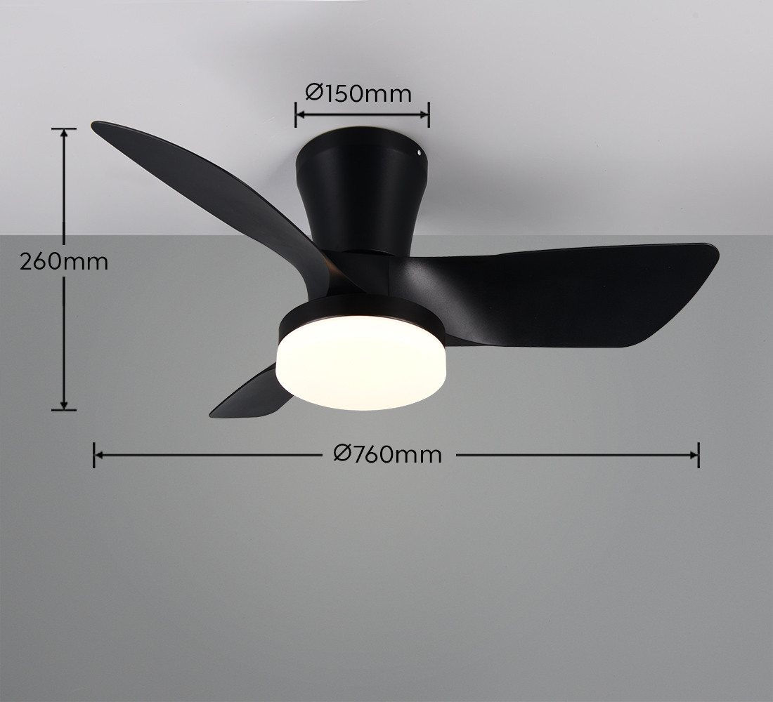 Reality Leuchten LED Deckenleuchte RANDERS mit Ventilator, Deckenventilator mit Licht inkl Fernbedienung, Ventilatorfunktion, LED fest integriert, warmweiß - kaltweiß, 6 Geschwindigkeiten Timer Vor- & Rücklauf LED dimmbar CCT Nachtlicht Bild 5