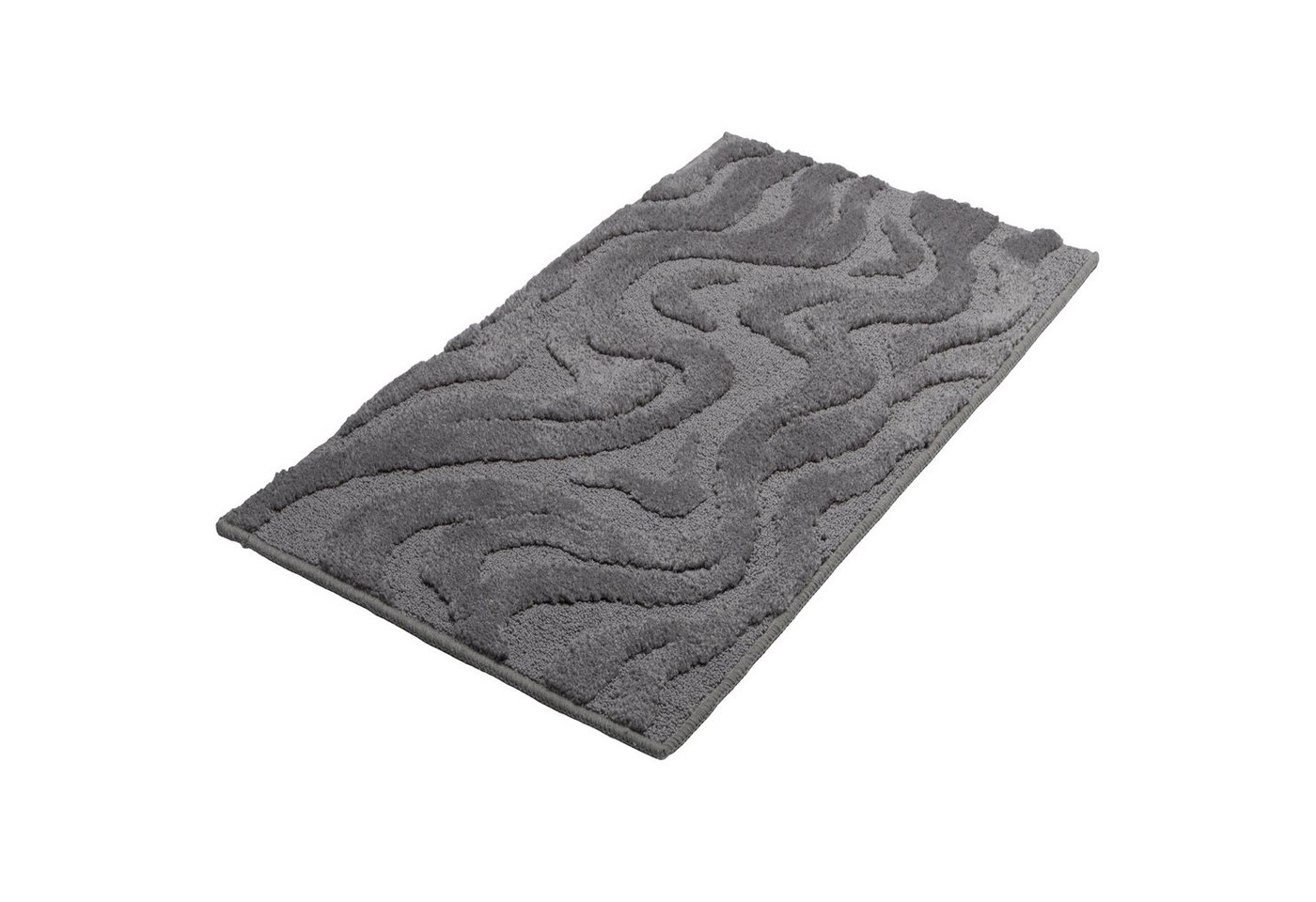 OTTO home Badematte Wave, Badvorleger, Badezimmer Teppich, Höhe 10 mm, rutschhemmend beschichtet, schnell trocknend, fußbodenheizungsgeeignet, Polyester, rechteckig, Hoch-Tief-Effekt, modernes Muster, Welle, Badteppich, Duschvorleger