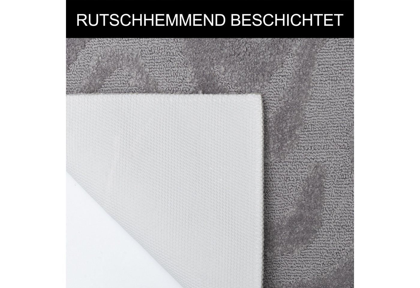 OTTO home Badematte Wave, Badvorleger, Badezimmer Teppich, Höhe 10 mm, rutschhemmend beschichtet, schnell trocknend, fußbodenheizungsgeeignet, Polyester, rechteckig, Hoch-Tief-Effekt, modernes Muster, Welle, Badteppich, Duschvorleger Bild 2