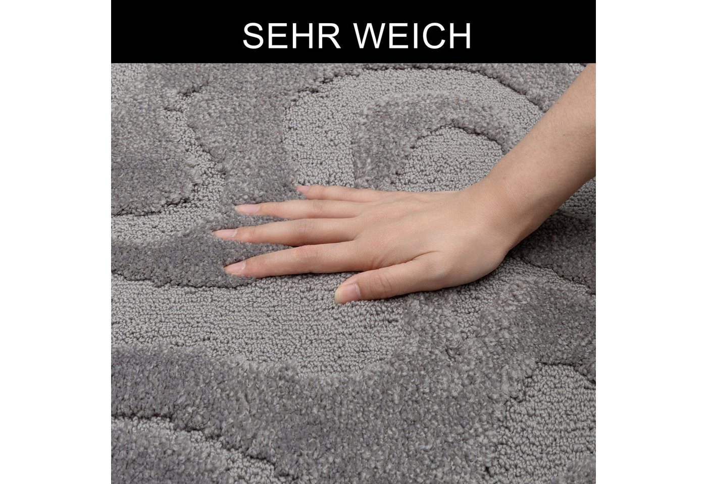 OTTO home Badematte Wave, Badvorleger, Badezimmer Teppich, Höhe 10 mm, rutschhemmend beschichtet, schnell trocknend, fußbodenheizungsgeeignet, Polyester, rechteckig, Hoch-Tief-Effekt, modernes Muster, Welle, Badteppich, Duschvorleger Bild 3
