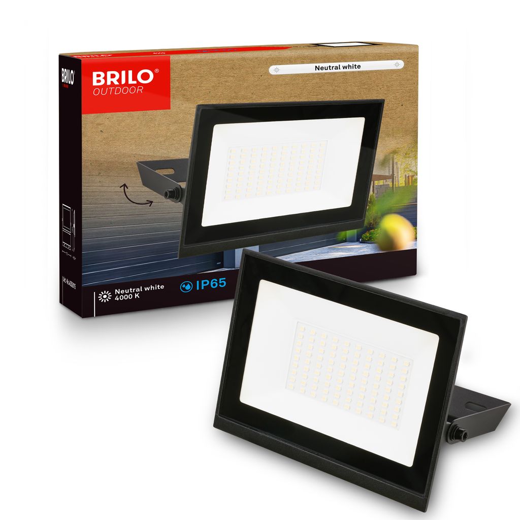 Briloner Leuchten LED Flutlichtstrahler VARO, LED fest integriert, 17,5x18,5x3 cm, Garage, Garten, Auffahrt