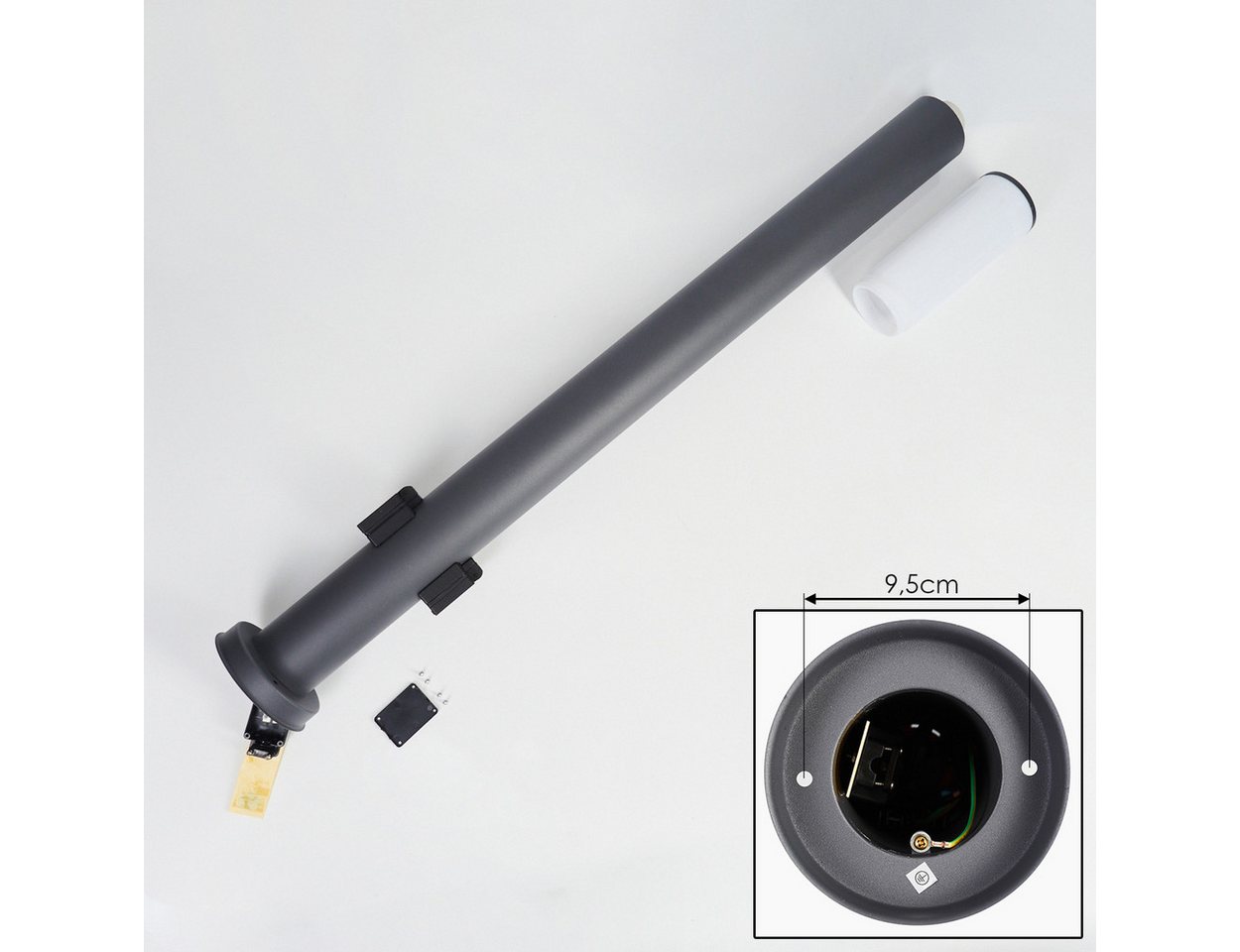 hofstein Pollerleuchte »Zogno« mit 2 Steckdosen, Sockelleuchte / Metall/Kunststoff,Anthrazit, ohne Leuchtmittel, Sockelleuchte,Metall/Kunststoff,Anthrazit/Weiß,110cm,E27,IP44 Bild 2